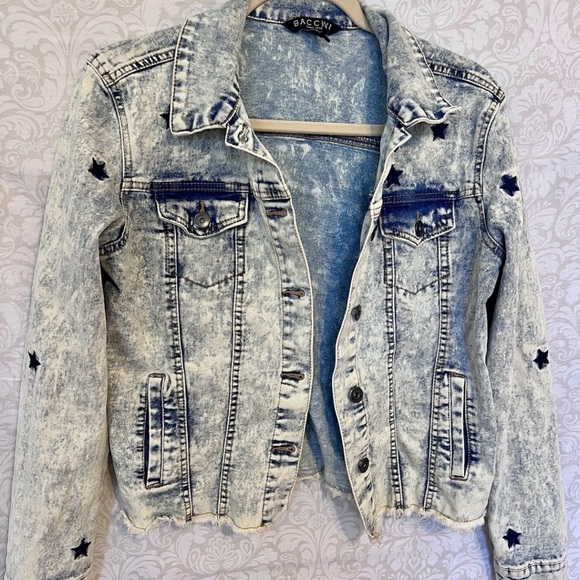 Baccini Women's Star-Studded Denim Jacket - Black and Gray - Picture 2 of 3